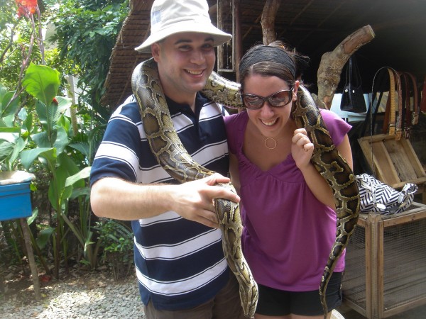 Chandra with Snake on Unicorn Island Vietnam Mekong River