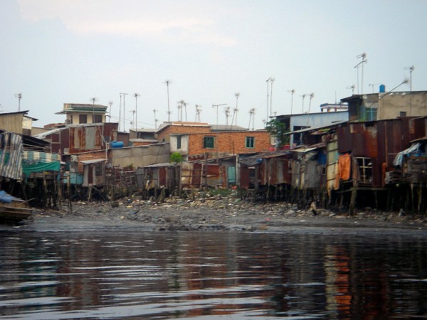 Poverty on the Black River Mekong Vietnam