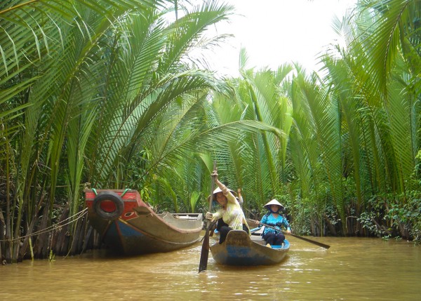 Small Boats in Canals Mekong River Vietnam