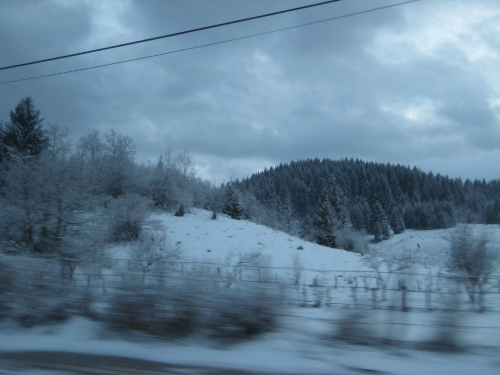 Snowy Mountain Road from Sarajevo, Bosnia to Kotor Montenegro