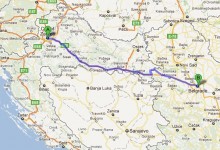 Google map directions of Zagreb, Croatia to Belgrade, Serbia