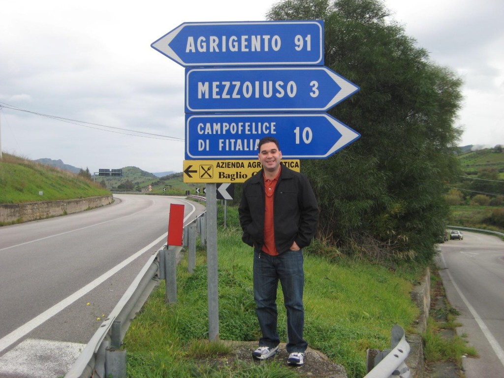 Mezzoiuso Sicily Palermo Sign on Road