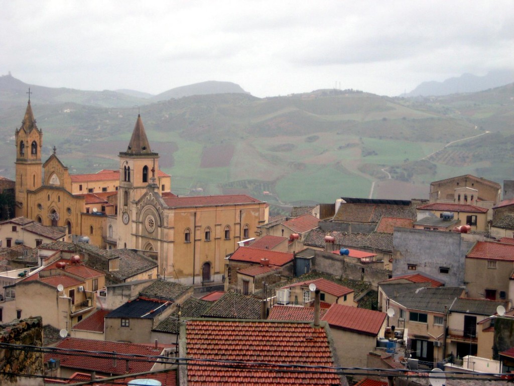View of Downtown Mezzoiuso (Mezzojuso) Sicily Italy