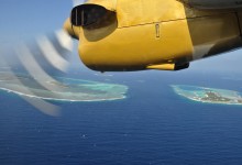 Sea Plane over Maldives Atolls