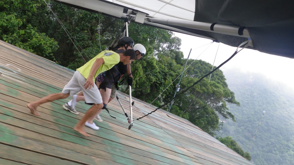 Running off hang gliding ramp rio brazil