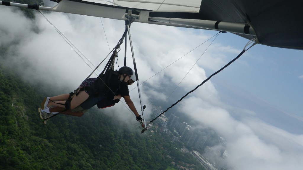 Hang gliding above Rio de Janeiro Brazil