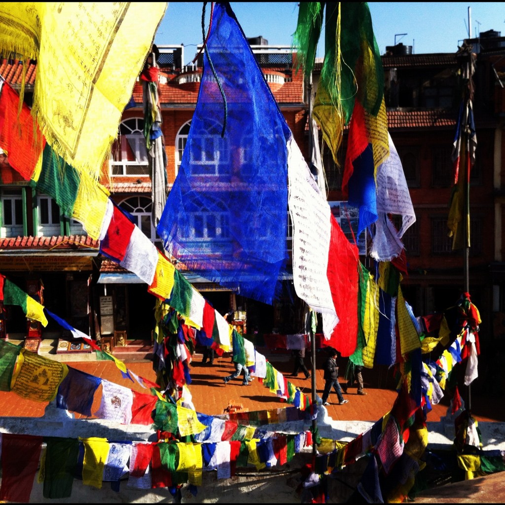 Prayer flags at Boudhanath Stupa kathmandu nepal