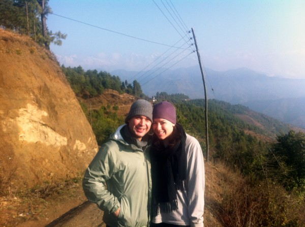 Dave & Chandra  overlooking the Nepalese mountains high up in Chisapani