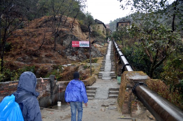 Endless stairs begin in Sundarijal heading towards Chisapani