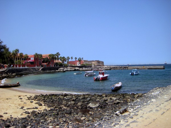 The beautiful beach at the Port of Goree Island in Senegal