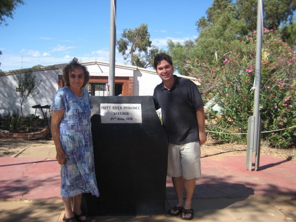 Her Royal Highness Princess Shirley and I pose in the center of Nain - the capital of Hutt River