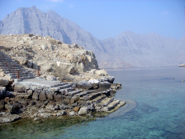 Telegraph island off the coast of Oman.  Once the site of a British telegraph station and origin of expression "around the bend"