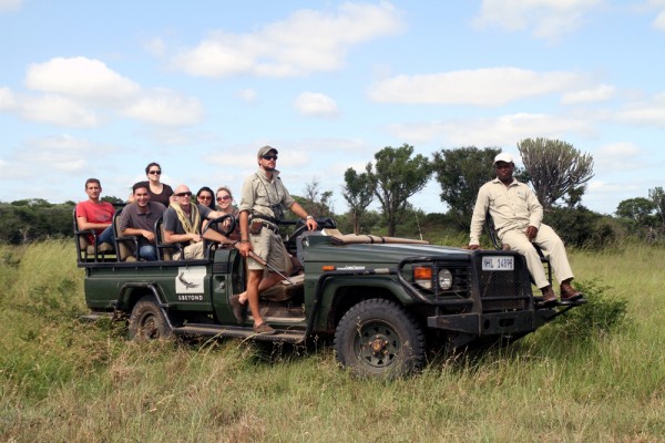 Dave and company in the open-air Land Rover of &Beyond Phinda Private Game Reserve in KwaZulu-Natal South Africa