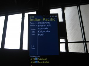 The signboard in Sydney is enough to get us excited.  Indian Pacific here we come!