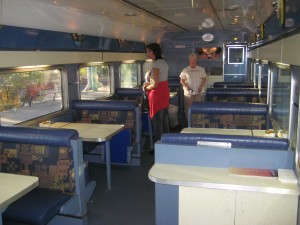 Dining car aboard the Indian Pacific "Red" class