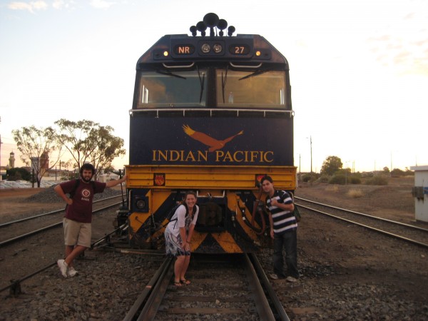 Taking a moment with the Indian Pacific locomotive in Broken Hill
