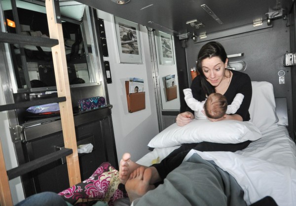 Canadian Via Rail Train compartment with Infant