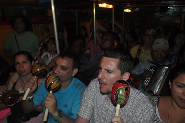 Maracas abound aboard the Chiva bus