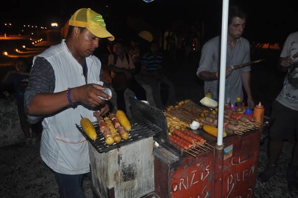 Get your meats, your chorizo, your corn on the cob!