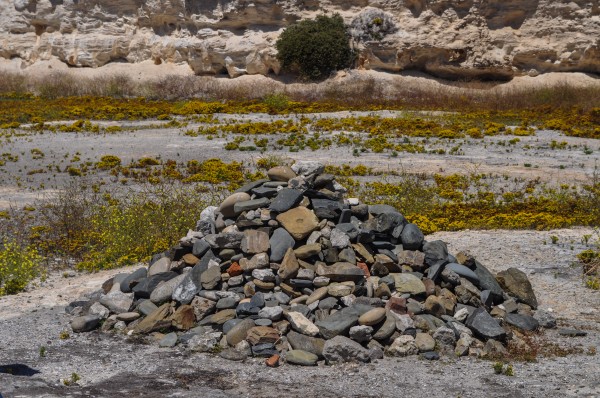 Rock pile started by Nelson Mandela and added to by former prisoners, one rock each, at reunion