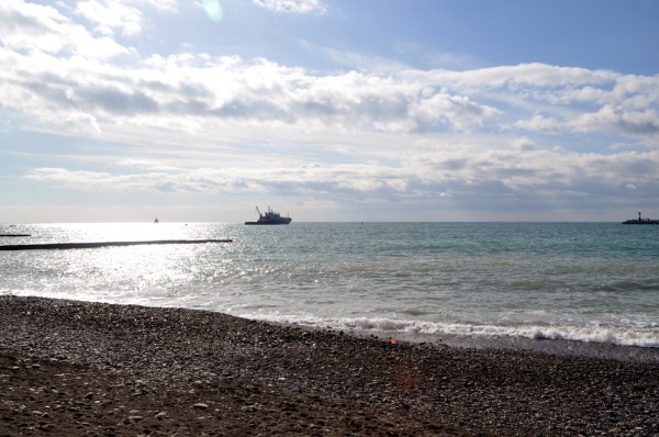 The beautiful Black Sea and black sand beaches of Sochi.