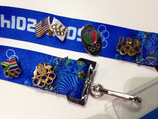 NOC pins displayed proudly on my Olympic accreditation strap 