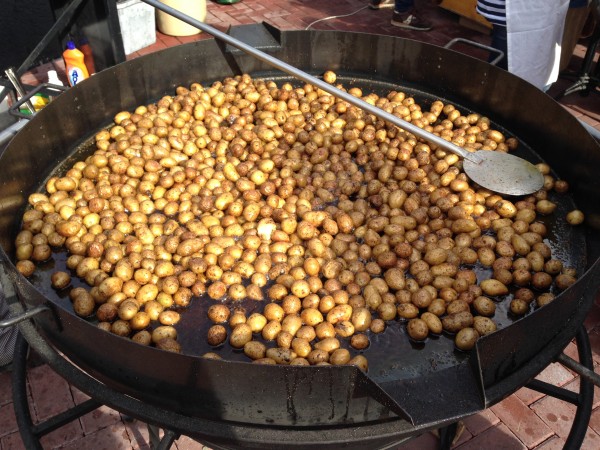 Potatoes roasting in a giant pot is just one of the examples of Rosa Khutor's abundant street food