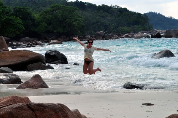 The unbelievably beautiful Anse Lazio beach in the Seychelles - it's hard not to jump for joy there
