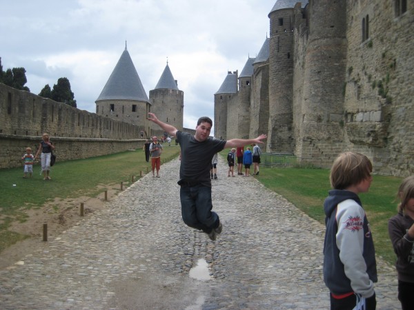 Here I am fluttering through Carcassonne Castle in France