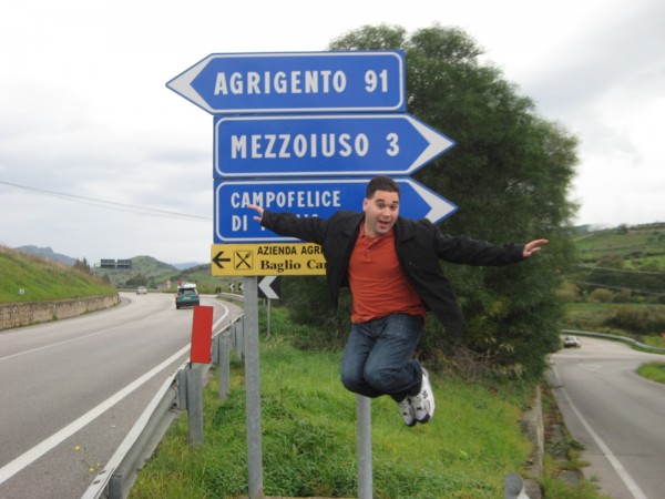 Jumping outside my ancestral home in Sicily