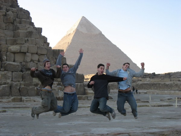 The original jump. Me and four of the best people I know mid-air with the Great Pyramids of Giza behind us.