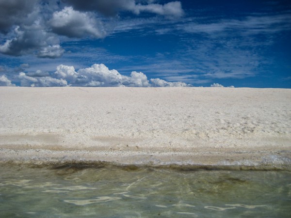 The clear water, stark white shells and blue sky make for a stunning contrast along the shores of Shark Bay.