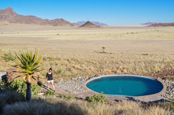 Chandra's presence in this photo gives you a sense of just how unending the desert is and how remote we are. The pool sure looks inviting.