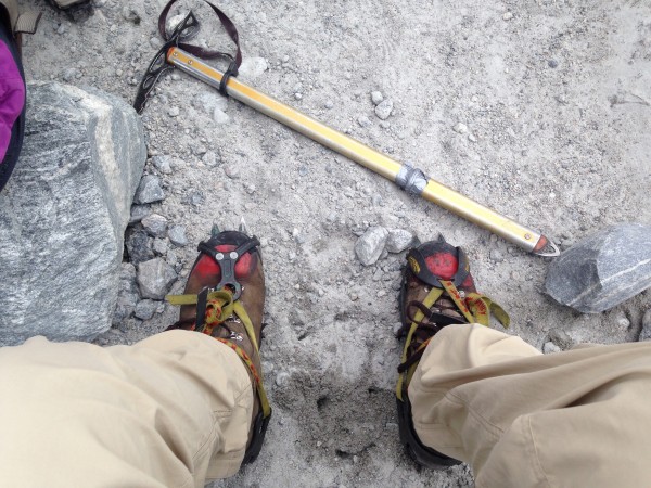 Sturdy boots, crampons and an ice axe are all required gear for trekking the Nigardsbreen glacier.