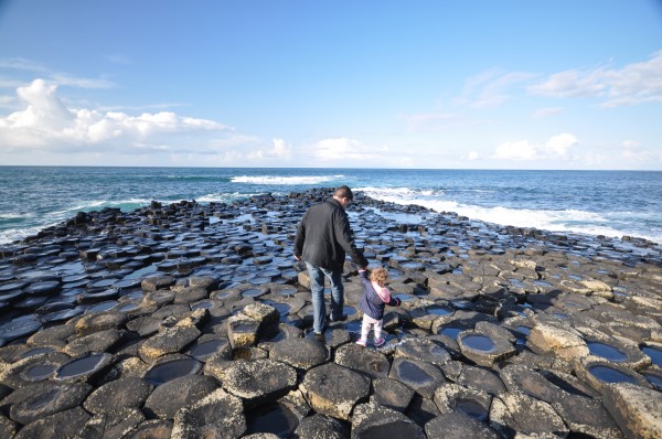 Walking with my daughter on the Giant's Causeway.