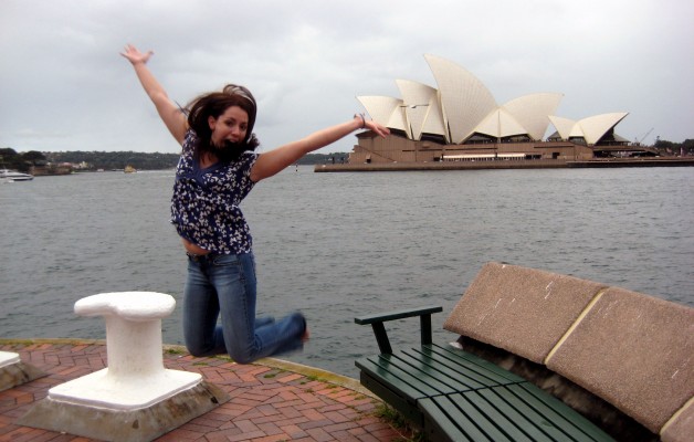 Jumping in front of Sydney Opera House Australia