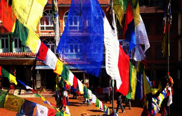 Prayer flags at Boudhanath Stupa kathmandu nepal