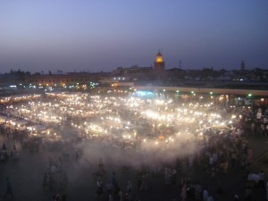 Jemaa el-Fnaa Marrakech Morocco at Night from Above