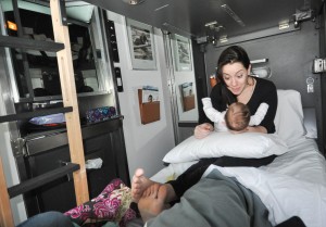 Canadian Via Rail Train compartment with Infant