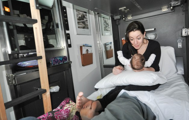 Canadian Via Rail Train compartment with Infant