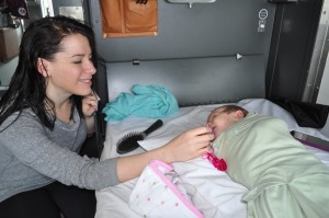 Infant in Via Rail Canadian Berth Bed