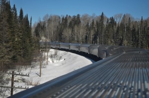 The Canadian Via Rail Bends Through Ontario Forrest