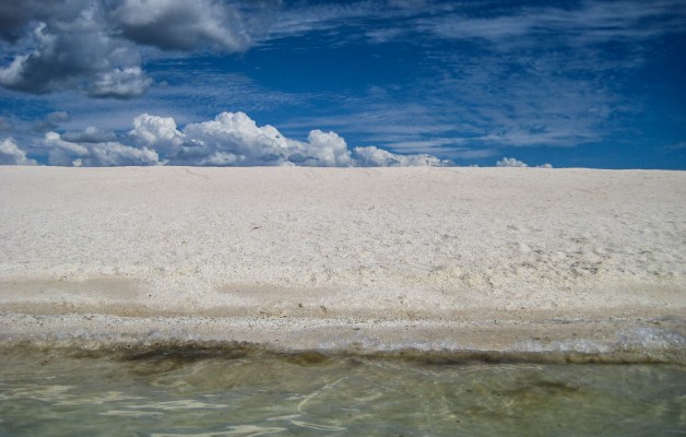 The clear water, stark white shells and blue sky make for a stunning contrast along the shores of Shark Bay.