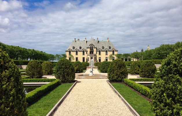 The lovely Oheka Castle Gardens sit beside the castle itself